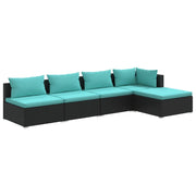 Set di mobili da giardino mobili da esterno 5 pezzi con cuscini resina intrecciata nera 02_0016477