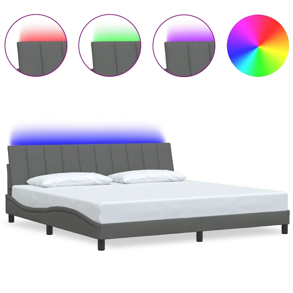 Giroletto senza Materasso Hanko Grigio Scuro 200x200 cm Tessuto