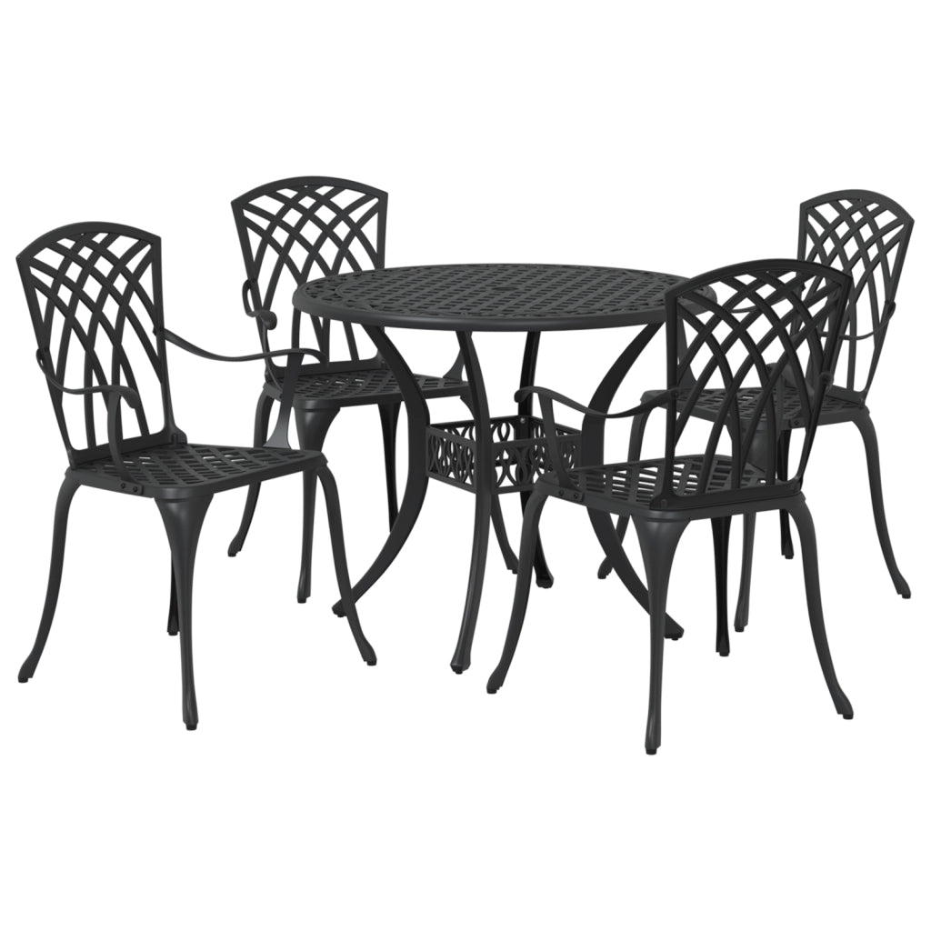 Set da pranzo da giardino 5 pezzi  in alluminio nero