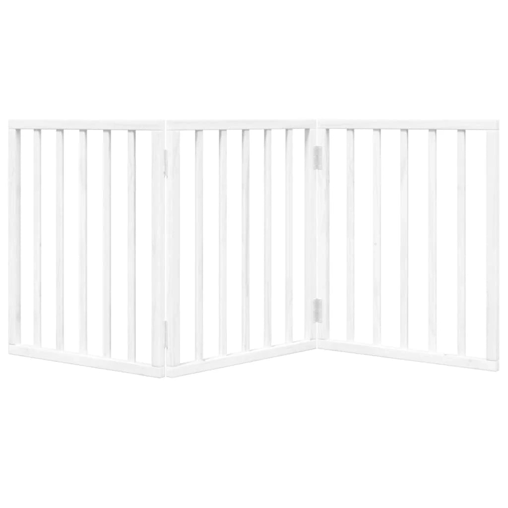 Cancelletto di sicurezza pieghevole per cani a 3 pannelli 150 cm legno di pioppo bianco 02_0023073