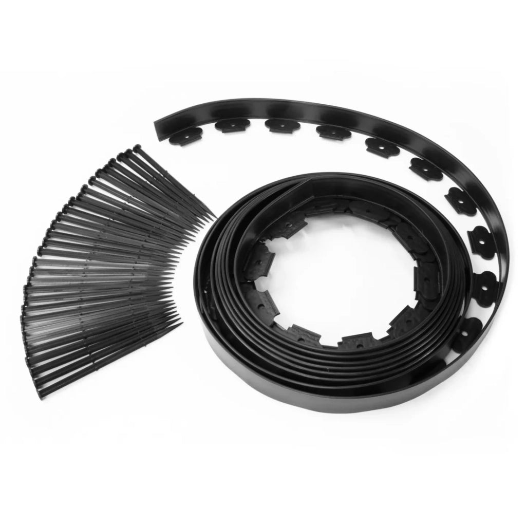 IDMarket - Cordoncino flessibile da giardino 8 M nero altezza 12 cm + 24 picchetti