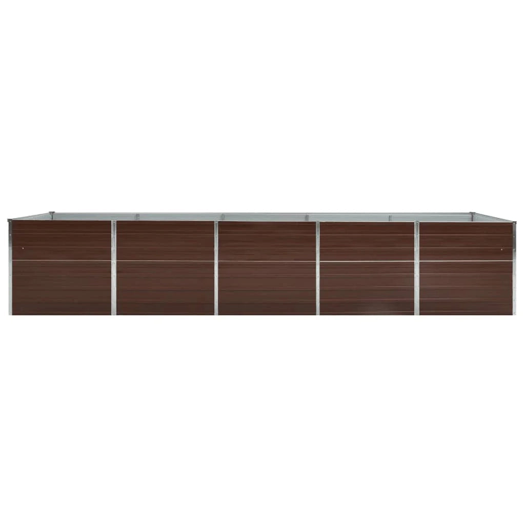 Fioriera rialzata per piante e fiori terrazza giardino acciaio zincato 400 x 80 x 77 cm marrone 02_0039762