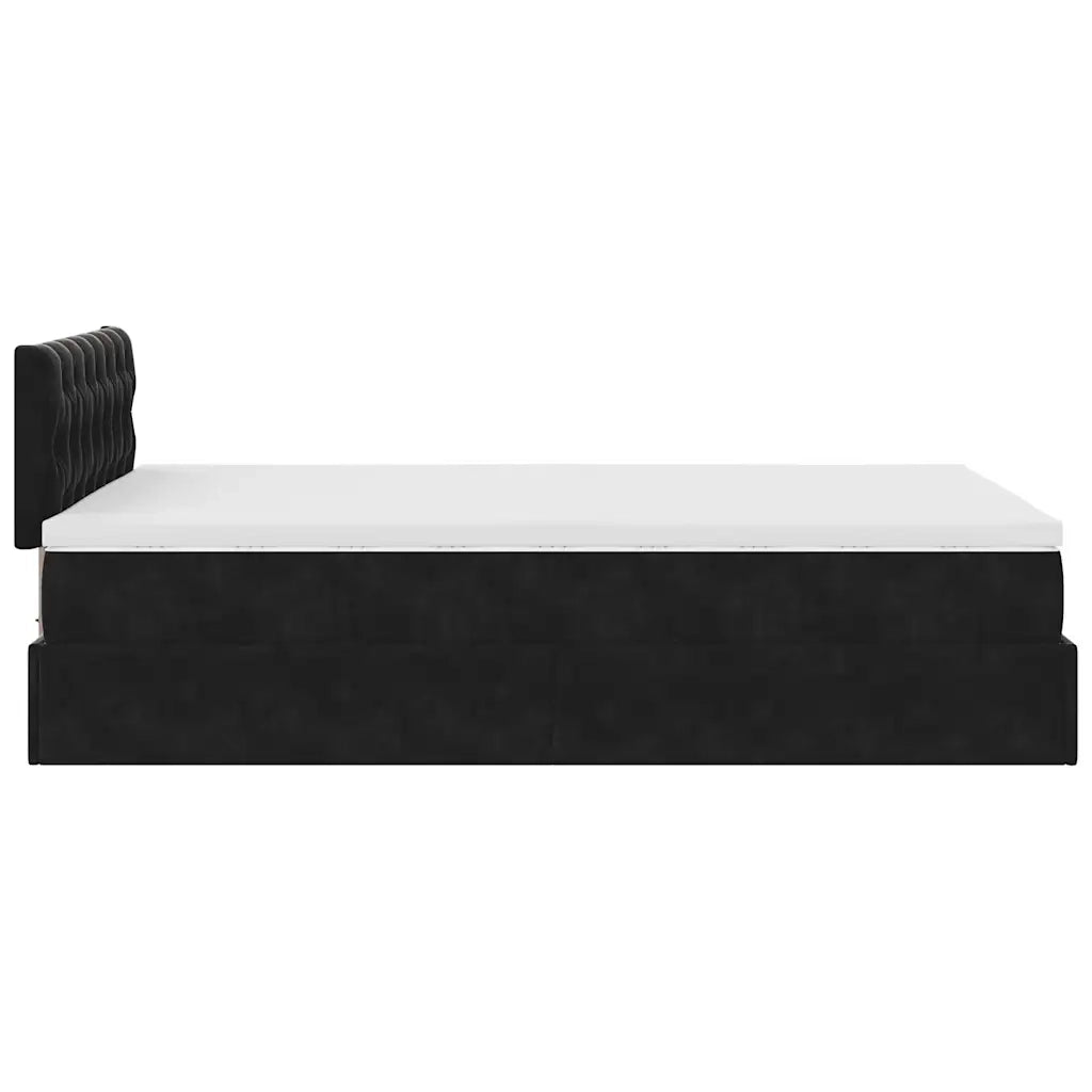 Struttura Letto Pouf con Materasso Nero 120x200 cm Velluto 3312688
