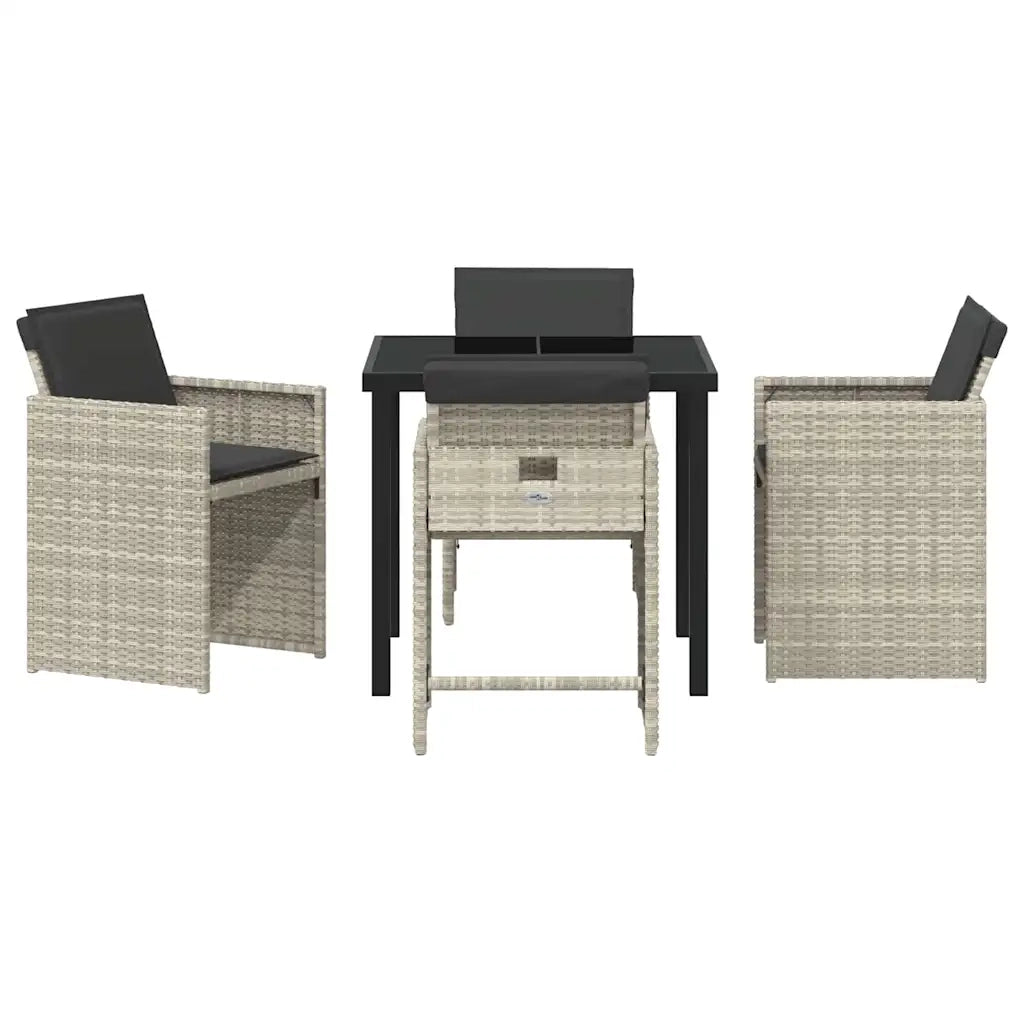 Set da Pranzo per Giardino 5 pcs Grigio chiaro polyrattan