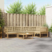 Set di divani da esterno 6 pcs Bianco e Beige 79 x 79 x 37 cm