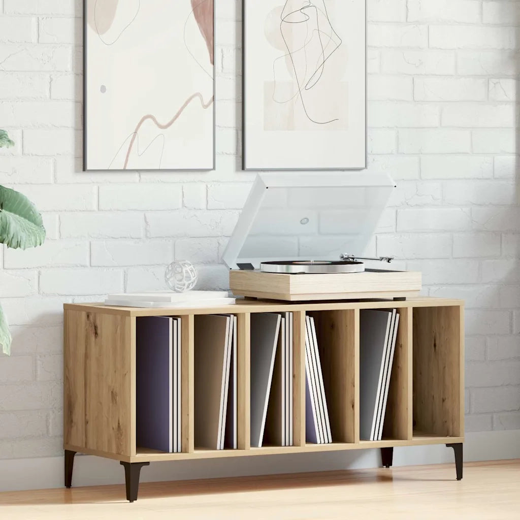 Mobile Porta Dischi Rovere Artigianale 100x38x48 cm Multistrato 857170