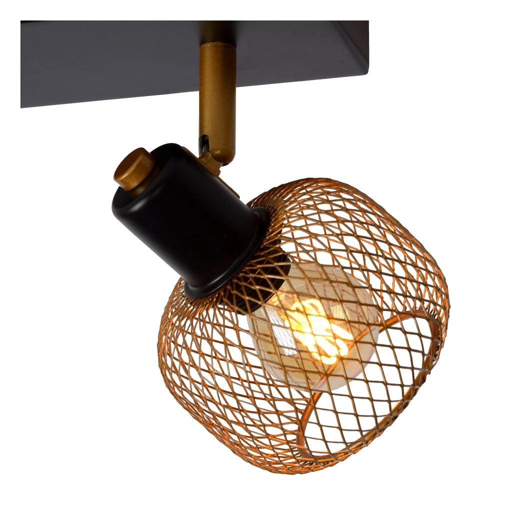Plafoniera doppia Lucide Maren 2xE14 40W oro/nero metallo