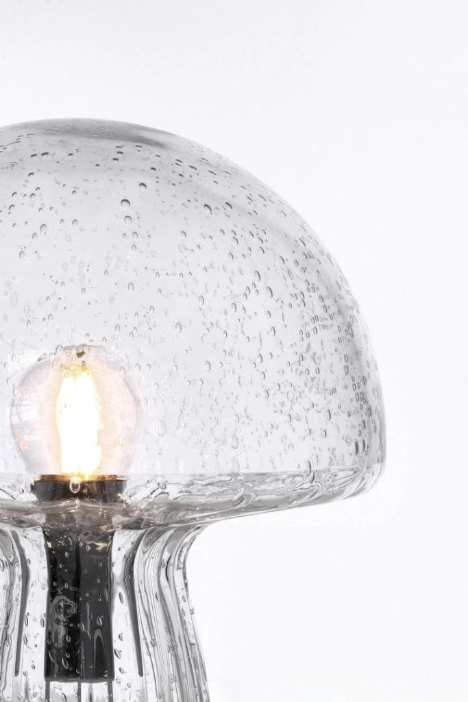 Lampada da Tavolo a Fungo in Vetro Bianco Maculato H25,5 - MEI-XIN