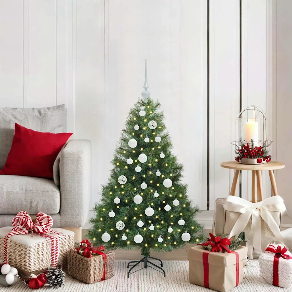 Albero di Natale artificiale con 150 LED Verde 120 cm PE e PVC