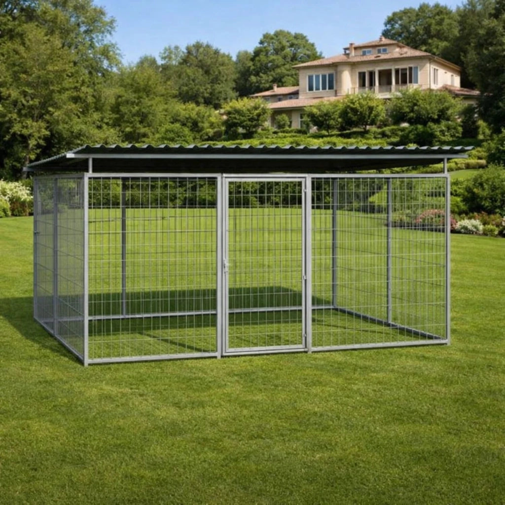 Box per cani da esterno coperto con zincatura a caldo da 400x200x altezza 180 cm