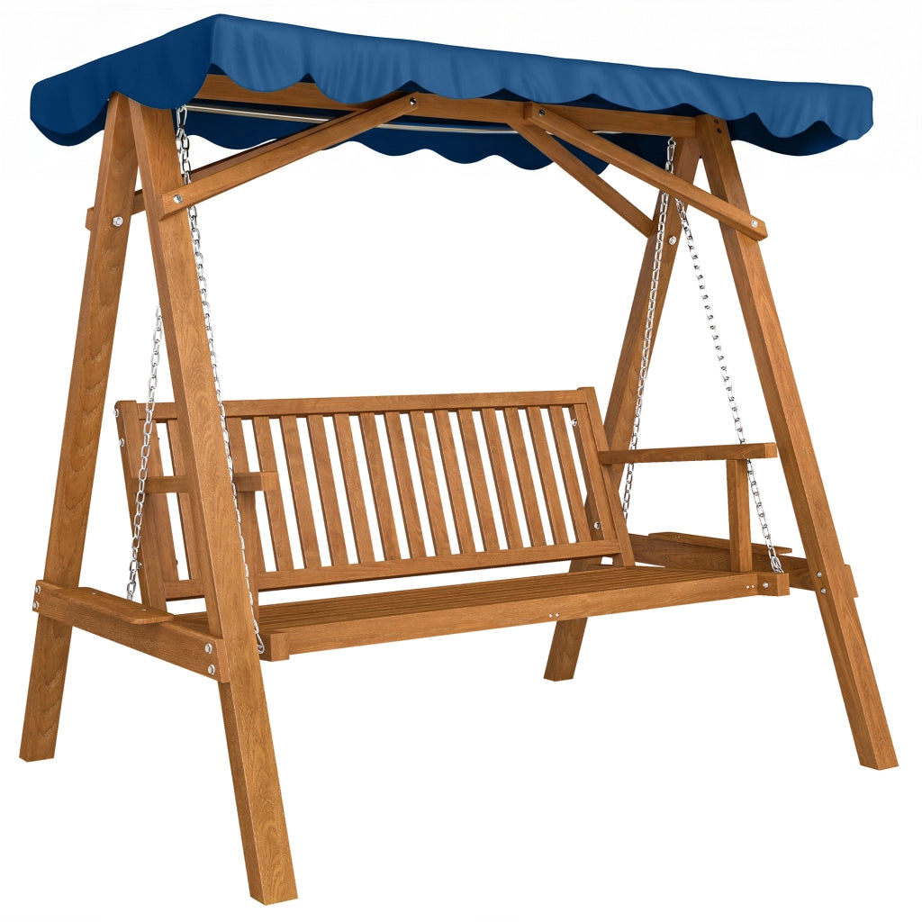 Dondolo da Giardino 3 Posti in Legno con Baldacchino 210x 130x 185cm
