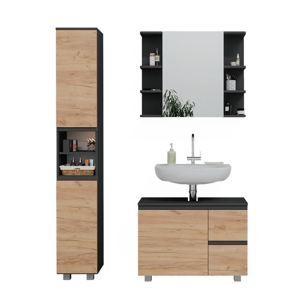Vicco Set mobili bagno Grigio 3 parti