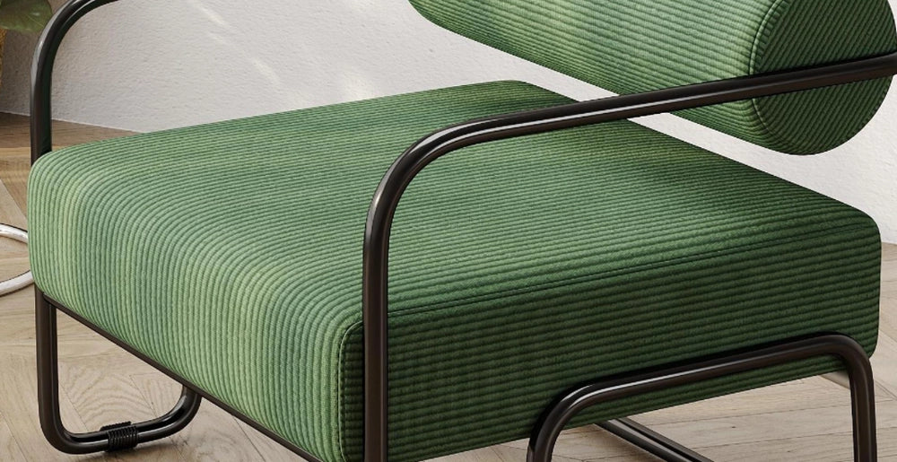 Poltrona Lounge Moderna ¨C Xylo ¨C Tessuto Corduroy, Gambe in Metallo Nero, 68.5x73x70.5