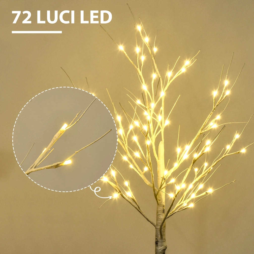 Albero di Natale 17x17x120 cm con 72 Luci LED Bianco