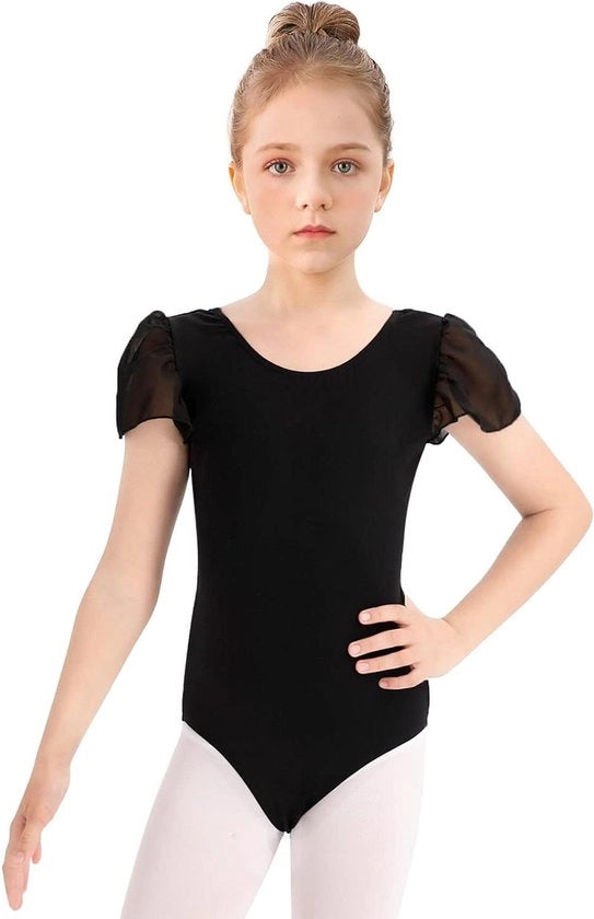 Abbigliamento da Ballo Ragazze - Kit di Costume da Ballo per Bambine con Piume - Corpo da Ballo - Nero - 3 a 12 Anni - Taglia 100