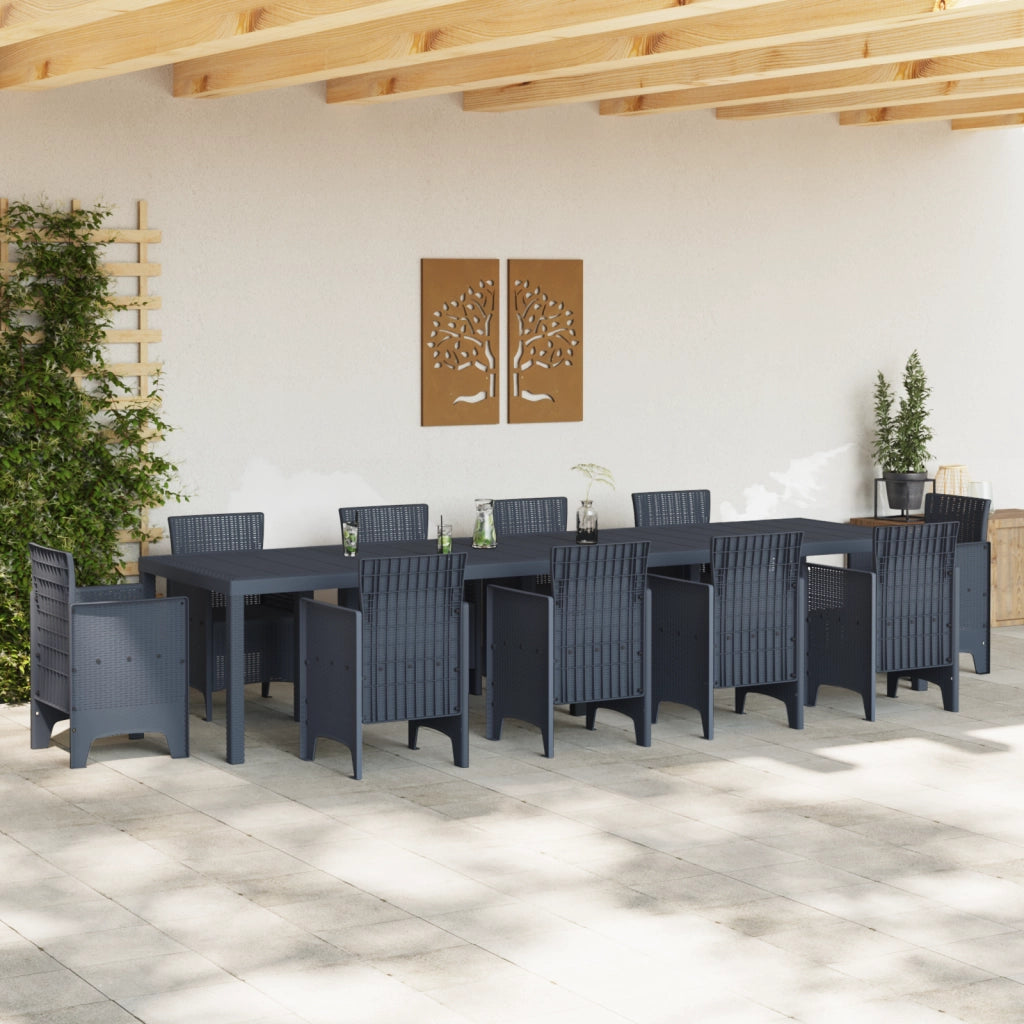 Tavolo da Giardino Antracite 350x100x73 cm Poly Rattan