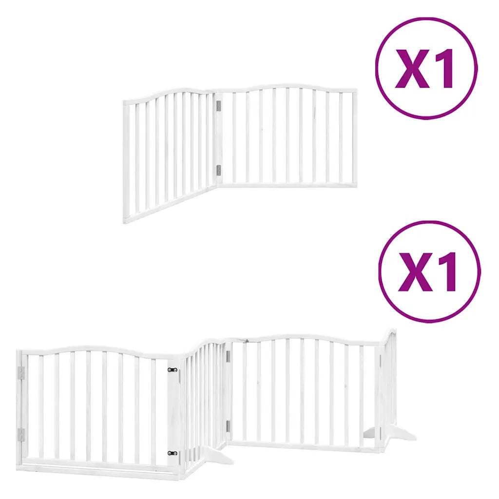 vidaXL Cancello Cani Porta Pieghevole Bianco 6 Pannelli 480 cm Pioppo