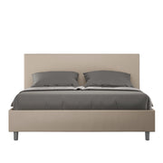 BS COM Letto matrimoniale contenitore doppia alzata imbottito 160x210 similpelle tortora