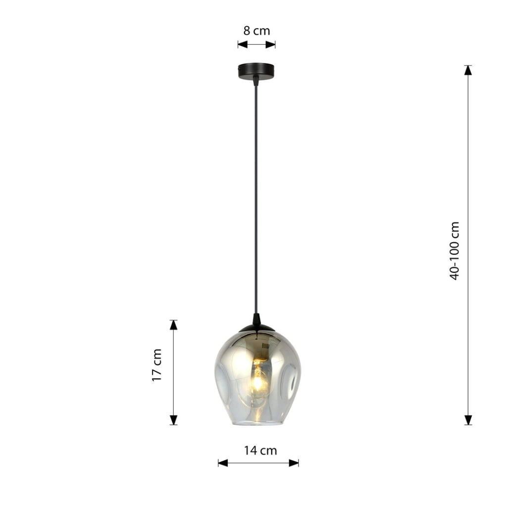 Emibig ISTAR lampada a sospensione nera vetro grafite E27 Ø14cm