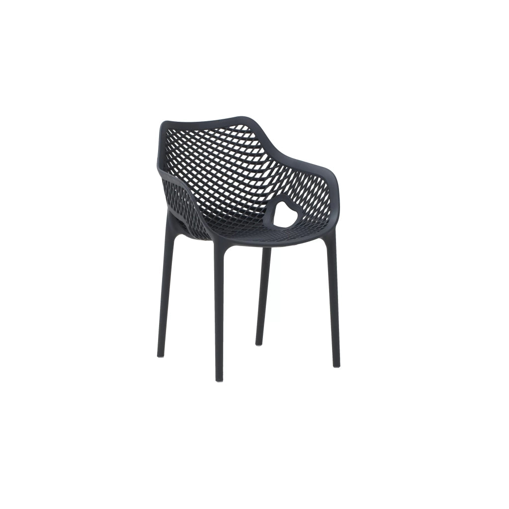 Set 4 poltrone design polipropilene e fibra di vetro antracite 57x60x82