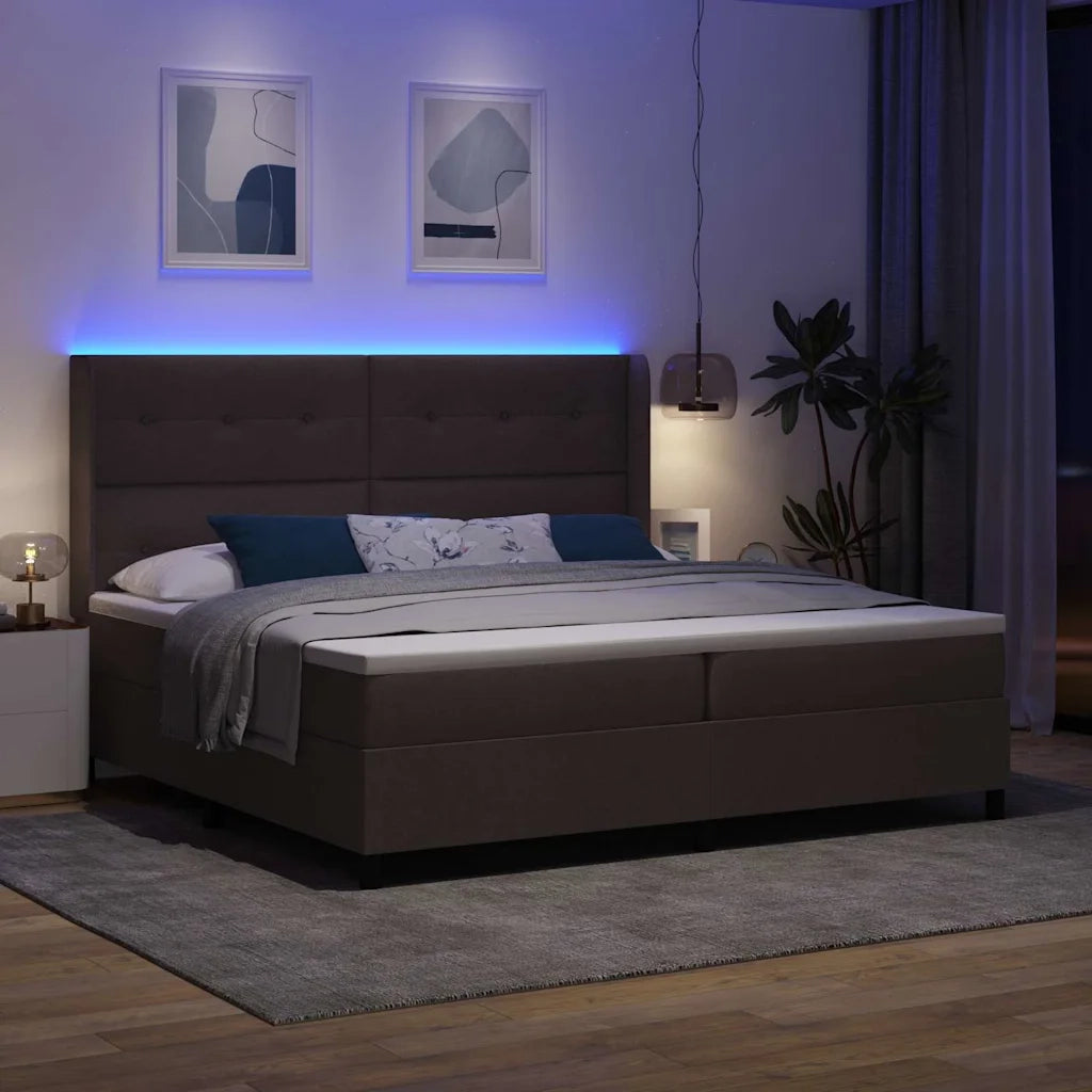 Letto a molle con materasso Marrone scuro 200 x 200 cm Tessuto 3343528