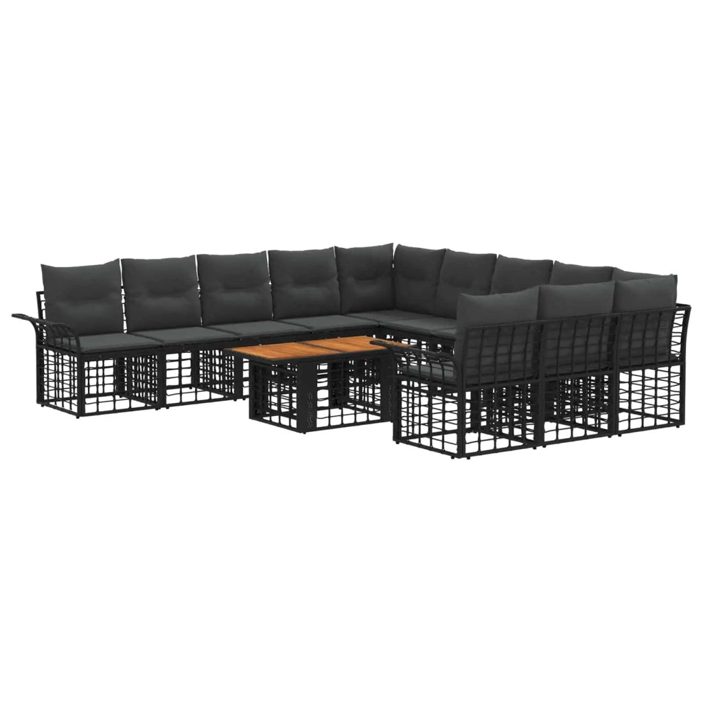Set Divano da Giardino 12 pz Nero e Grigio scuro polyrattan 3438021