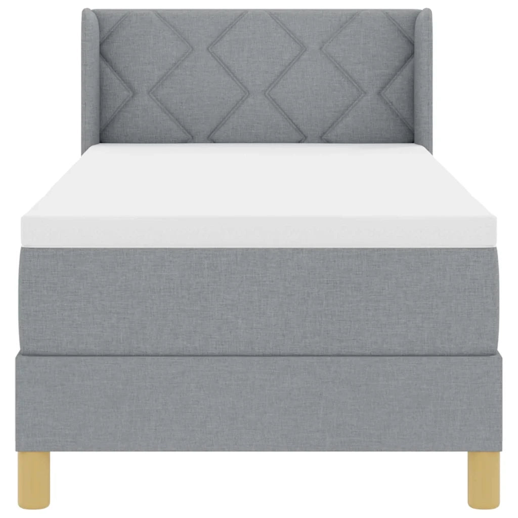Letto singolo | Letto per adulti | Letto a molle con testiera Grigio chiaro 200 x 80 cm Tessuto