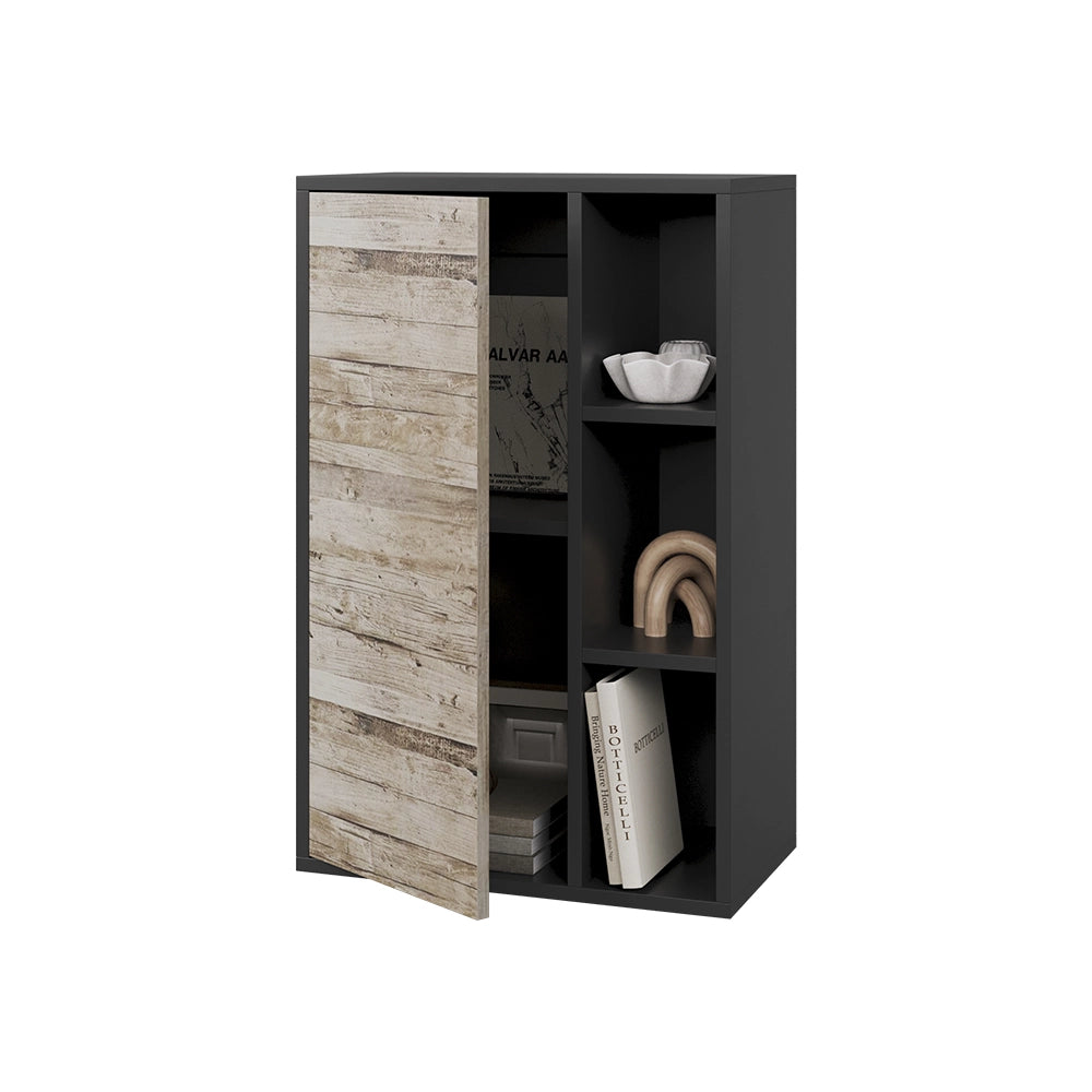 Vicco Libreria da parete Rovere nero/sabbia 50.1 x 78.4 cm con 2 scomparti chiusi