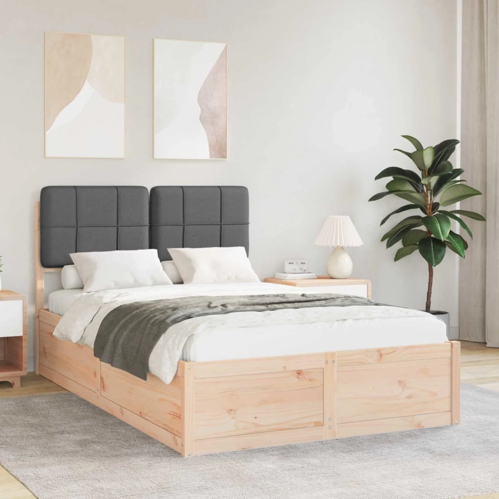 Letto con Testiera Rivestita Grigio scuro 120 x 190 cm