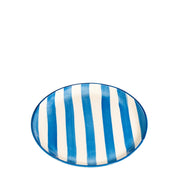 Zafferano Set 2 Piatti Piani Collezione Lido Righe in Ceramica Artigianale Dipinti a Mano Made in Italy Colore Azzurro Design Contemporaneo Vivace