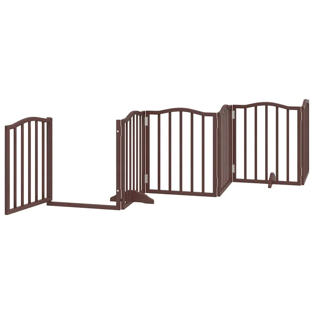 Cancelletto di sicurezza per animali domestici porta pieghevole 15 pannelli legno di pioppo marrone 02_0023212