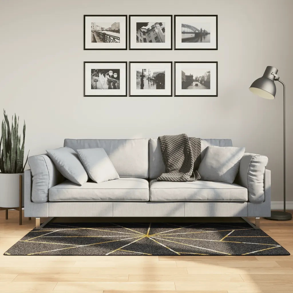 Tappeto Lavabile Nero e Oro 80x150 cm 136615