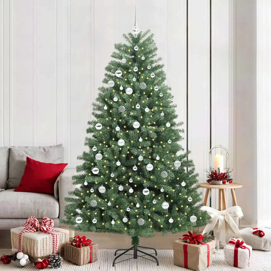 Albero di Natale Artificiale con Rami Pieghevoli Verde 210 cm