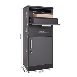 Cassetta postale per pacchi nera 50x37,5x115cm Portapacchi con serratura
