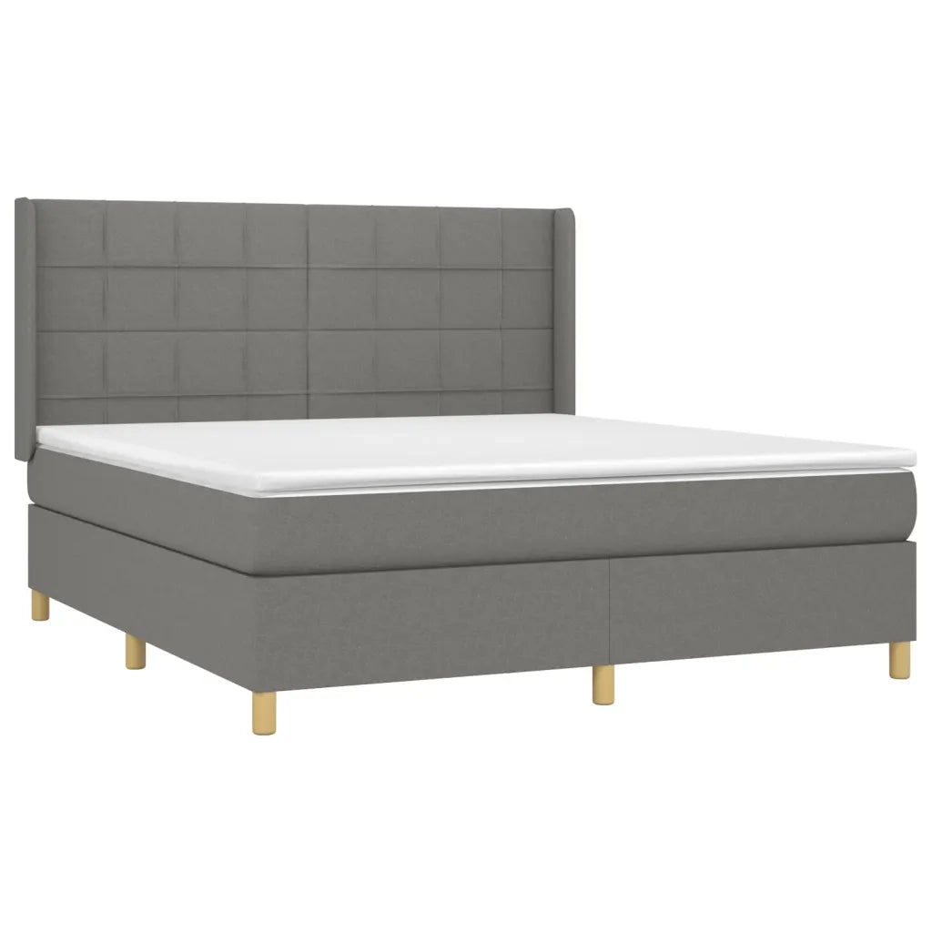 Letto a Molle Materasso e LED Grigio Scuro 160x200cm in Tessuto 3138886