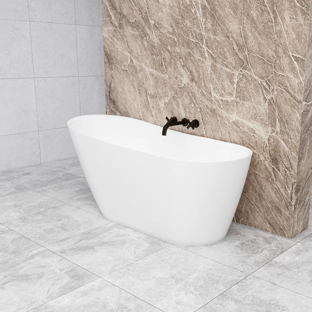 Vasca da Bagno a Isola 160x72x73 cm Vasca da Bagno Freestanding in Acrilico Bianco Ovale Irregolare