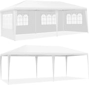 Tenda da Giardino, 3 x 6 m, Portatile, con Borsa per Trasporto, Gazebo Pieghevole con Pareti Laterali e Finestre, Tenda da Giardino per Feste, Bianco