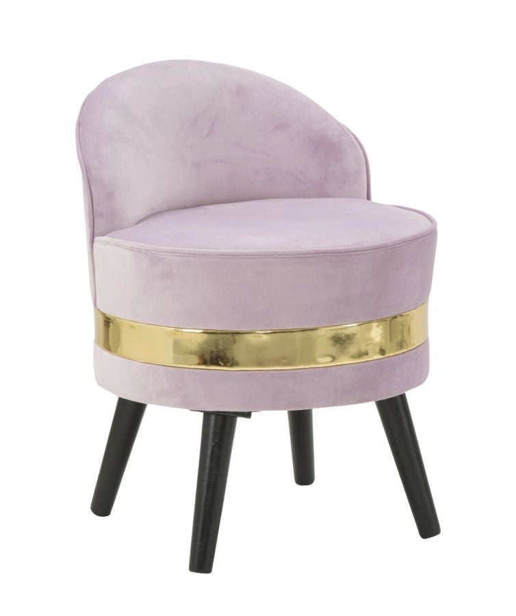 Sedia Mini Paris Rosa Ø45x62 cm Legno Spugna e Velluto Sintetico Rosa e Oro e Nero