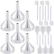6 set di ciotole mini in alluminio a piatto, ciotole metalliche per ingredienti eterei, 6 pezzi di dispenser parfum trasparente/transfertool, pipetta piccola per riempire piccoli flaconi o contenitori, spruzzatori, profumo.