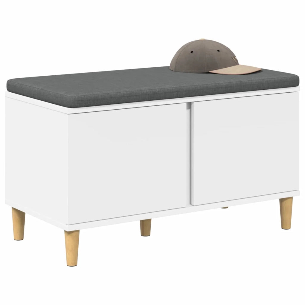 Panca per ingresso con cuscino con porta Bianco 80 x 38 x 46 cm 891528