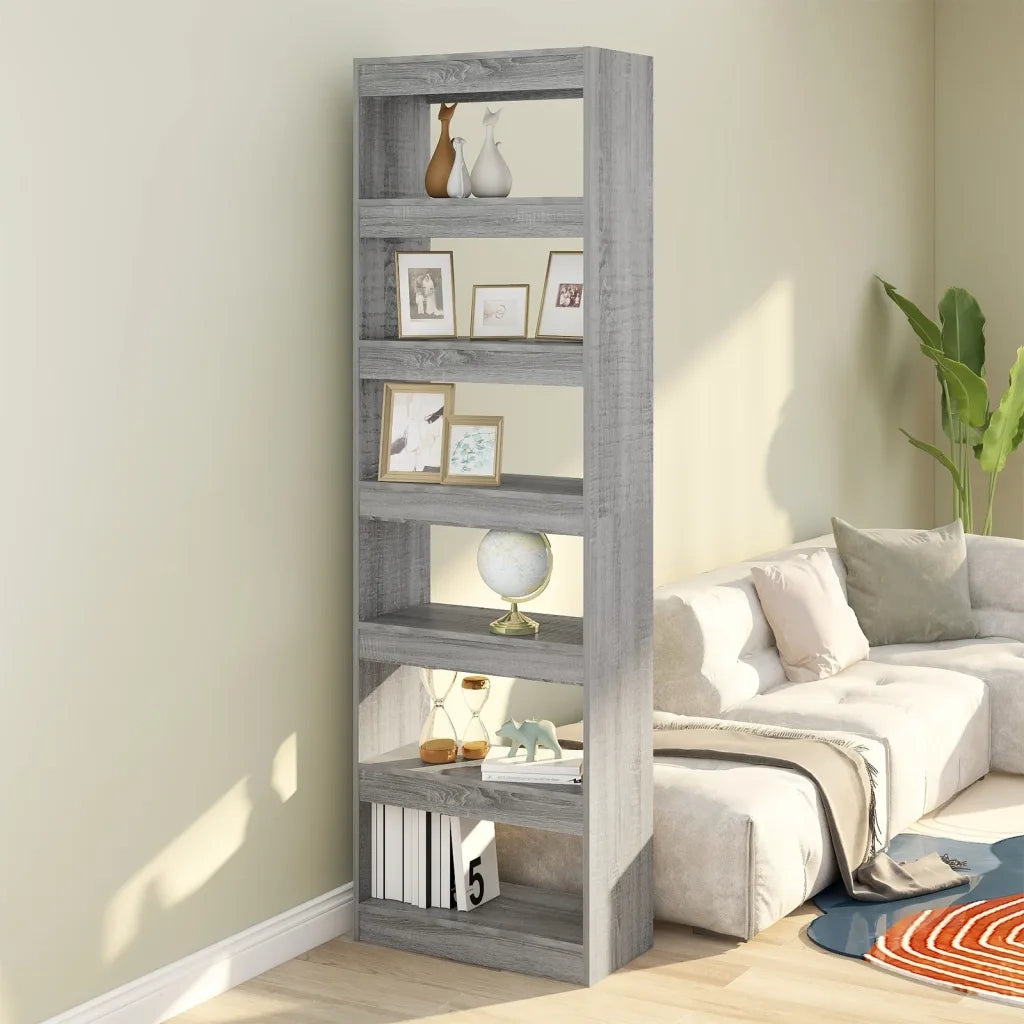 Libreria Divisorio-Scaffale per Libri-Mobile di Stoccaggio Grigio Sonoma 60x30x198 cm