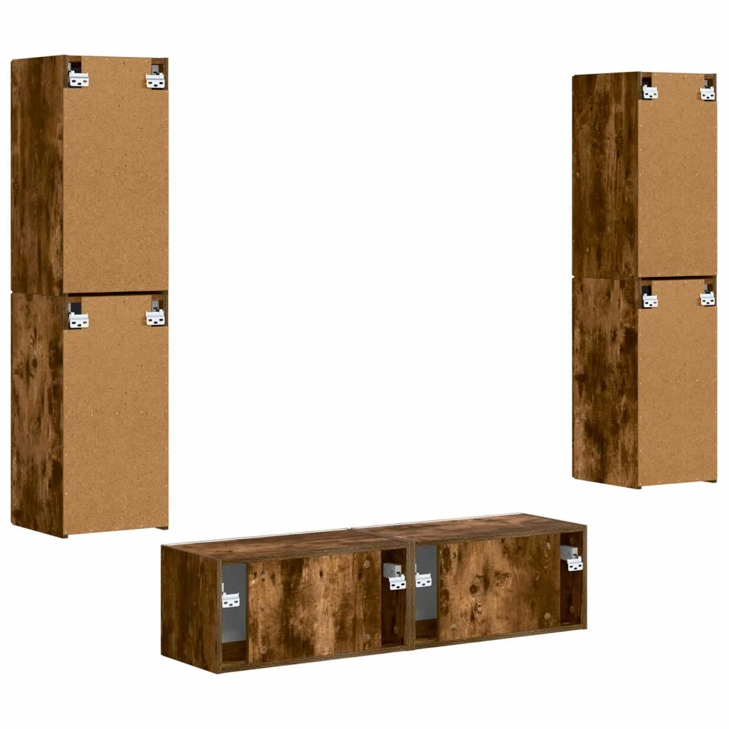 Set mobile TV 6 pz | Armadietto TV | Mobile Porta TV Rovere fum¨¦ Legno multistrato