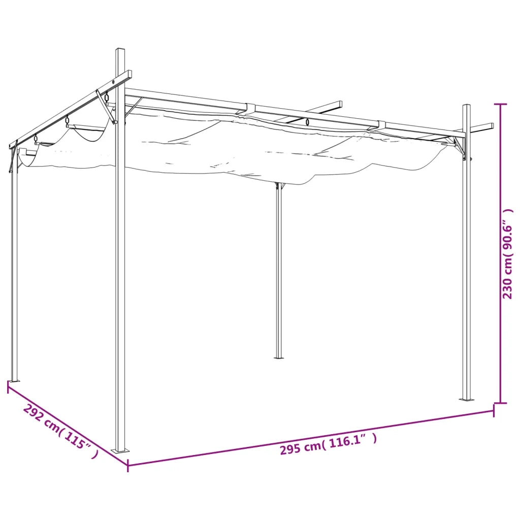 Pergola con Tetto Retrattile Crema 295x292x230 cm 360114