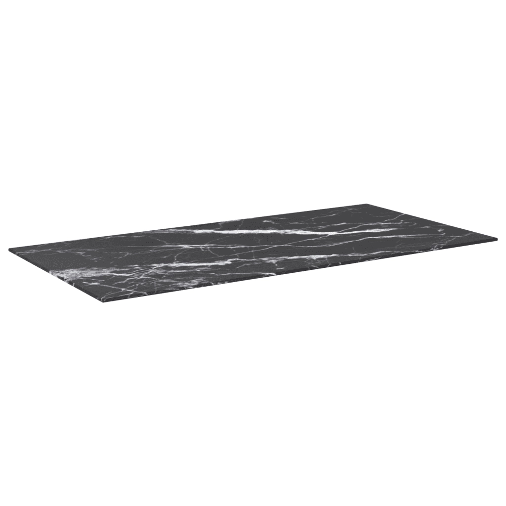 Piano Tavolo Nero 100x50 cm 6mm Vetro Temperato Design Marmo