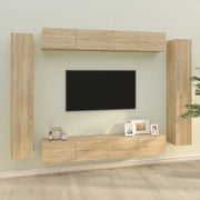 Set Mobili Porta TV 8pz Rovere Sonoma in Legno Multistrato cod mxl 65138