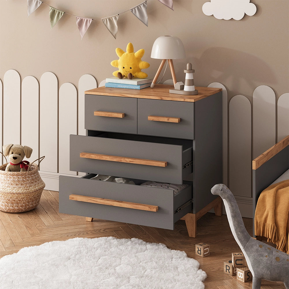 Vitalispa Cassettiera per camera da letto Grigio/Artisan 80 x 88 cm con 4 cassetti
