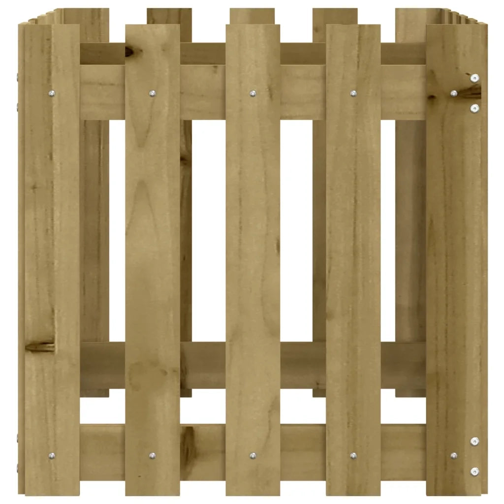 Fioriera | Cassetta per fiori | Vaso Giardino a Recinzione 50x50x50Pino Massello Impregnato