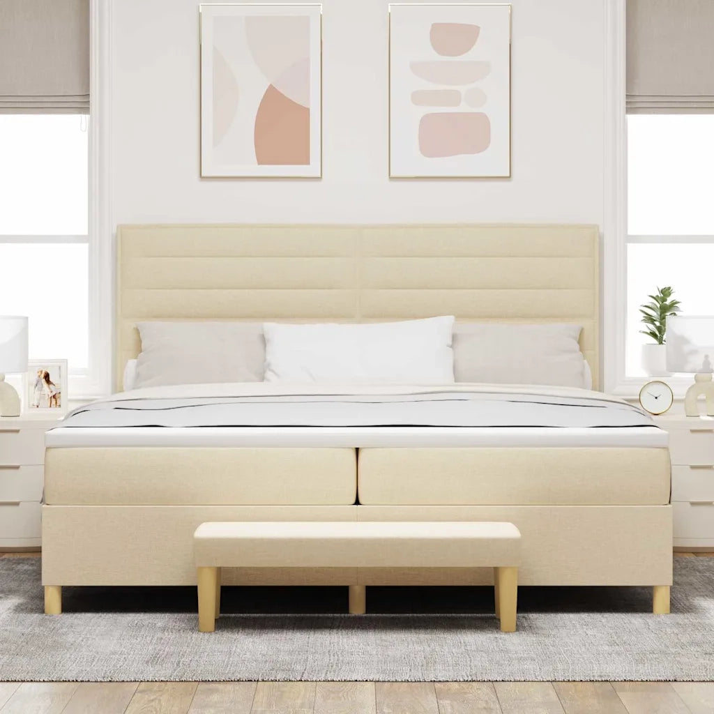 Letto a molle con materasso Crema 200 x 200 cm Tessuto 3344252