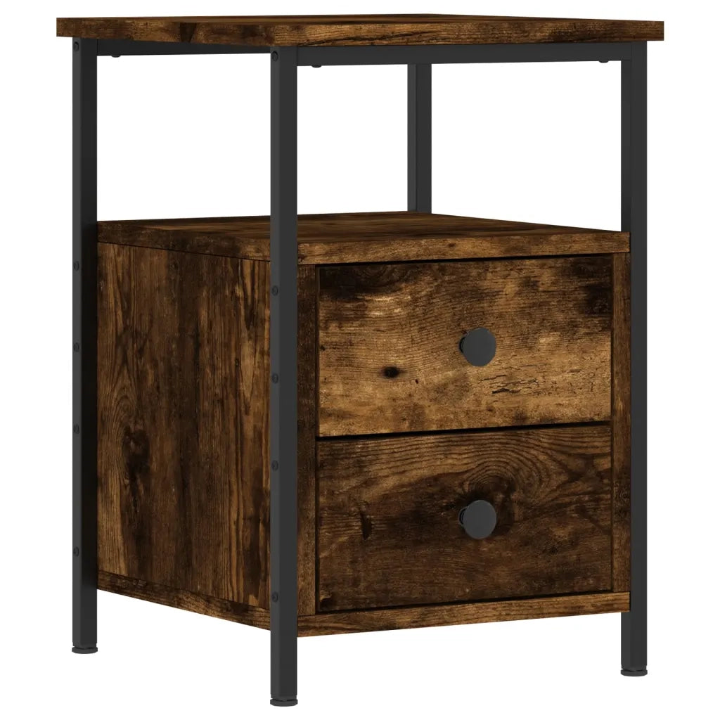 Set di 2 Comodini | Armadio da Notte | Mobiletto da notte Rovere Fumo 34x35,5x50 cm in Legno Multistrato
