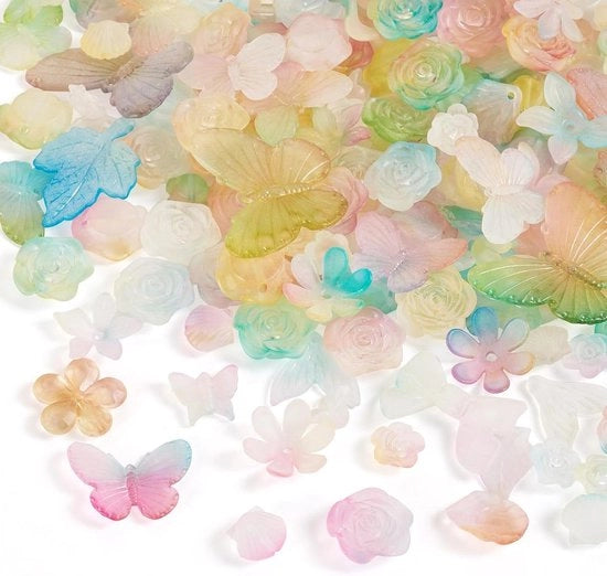 100g Acquario Matte Fiori Arcobaleno Farfalle Fili - Bulk per Bracciali Collane Orecchini Gioielli Fai da Te